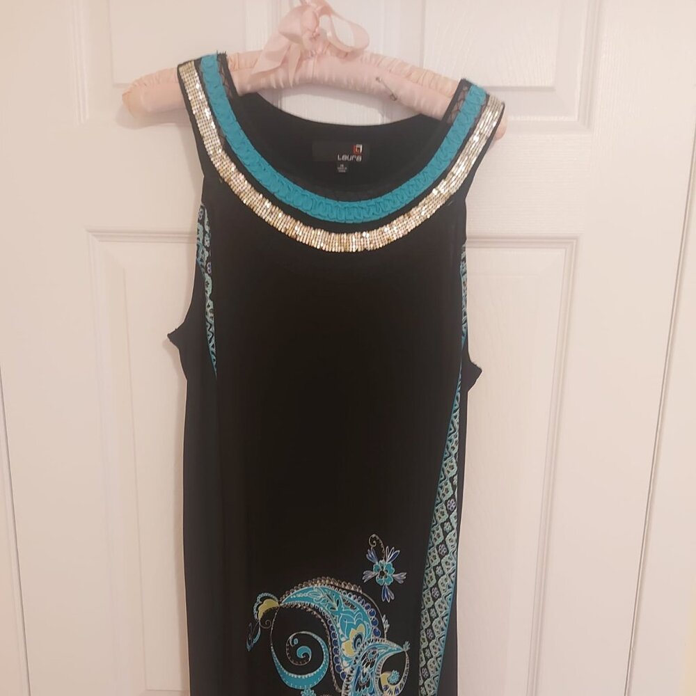LAURA black sleeveless shift dress   size 16